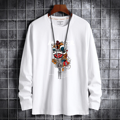 Spring new Korean fashion men's cotton round neck Long Sleeve T-Shirt Large T-shirt lion dance