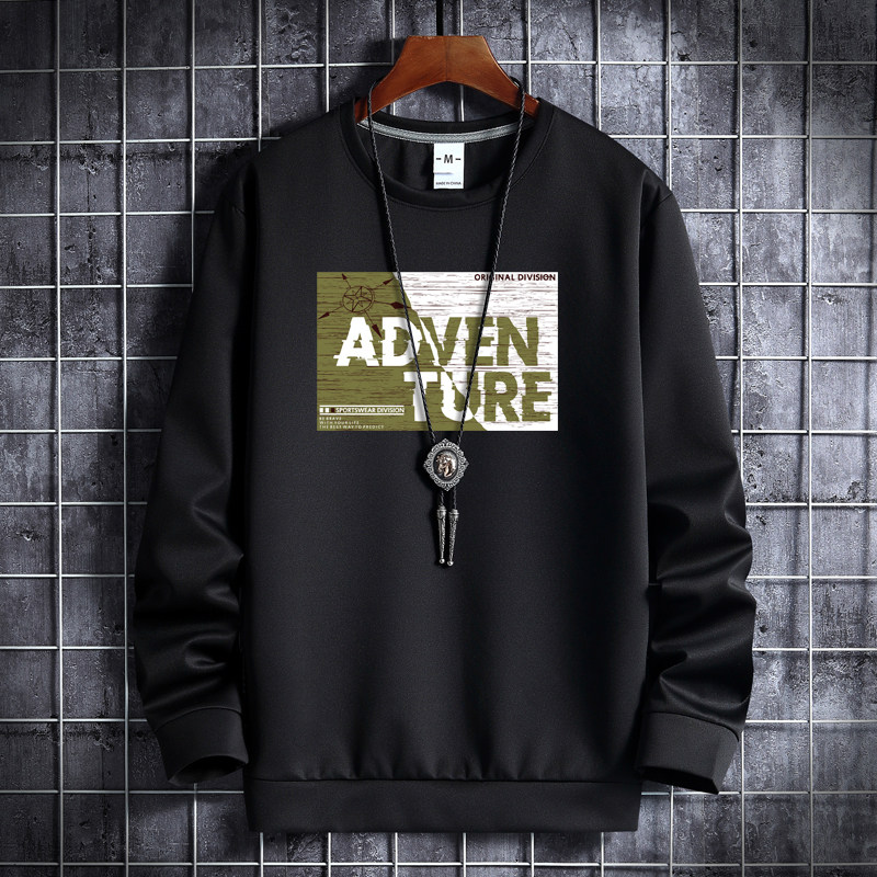 秋卫衣男圆领韩版嘻哈运动外套ins港风上衣潮WY9898-白绿ADT-P25图片