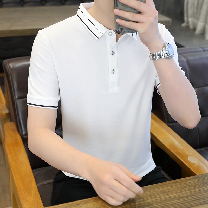 男士POLO衫春夏纯色简约公版商务短袖棉质上衣T恤衫二开PL3396P40,男装Polo衫,星座1410（原1902A）