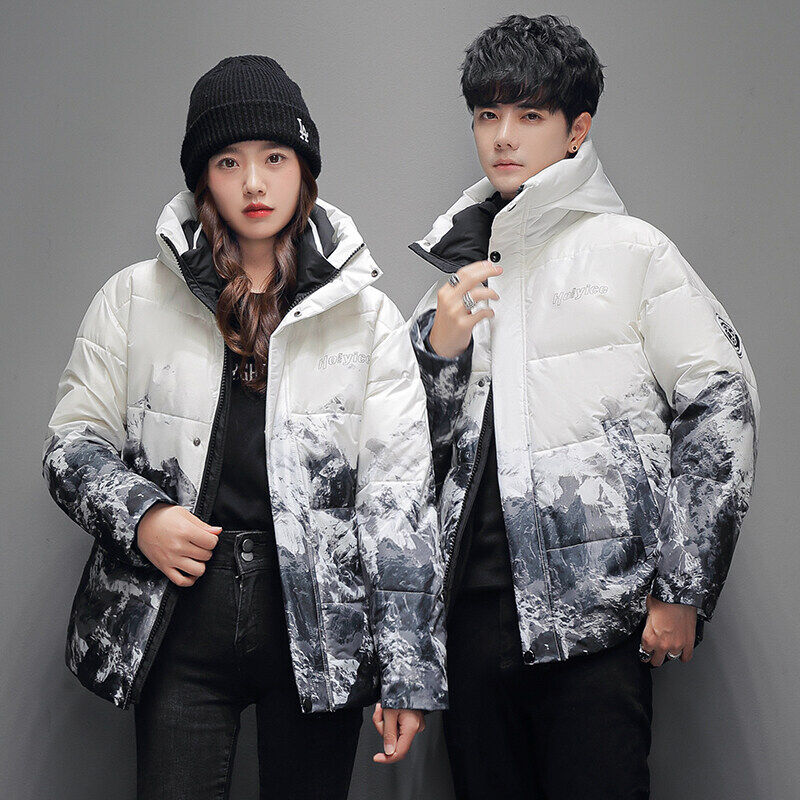 8833新羽绒服男女短款雪山印花冬季加厚白鸭绒情侣外套YR1641P70,男装羽绒服,星座1410（原1902A）