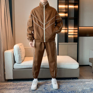 男士休闲套装春秋季潮牌ins学生青少年宽松两件套运动服TZ537P100图片