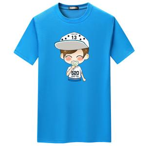 夏季短袖t恤潮流宽松CVC60%棉衣服新款男装DT3786-520棒棒糖-P15图片