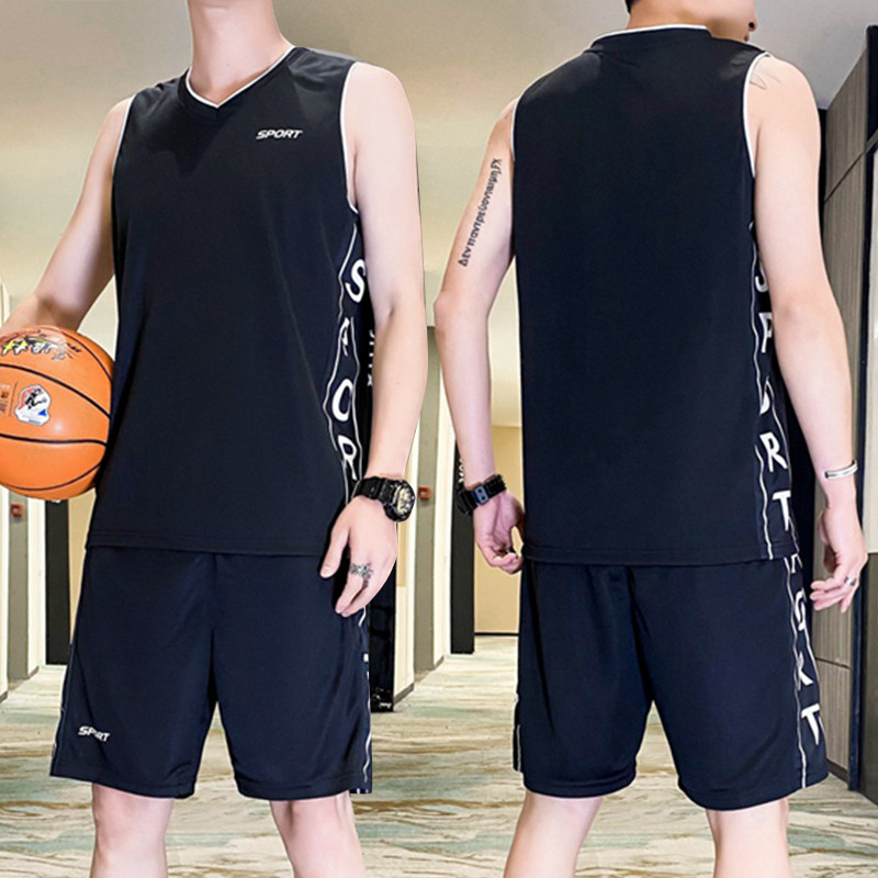 运动套装男夏季背心短裤篮球服速干衣无袖t恤透气薄款TZ2669P28,女装T恤,星座1410（原1902A）