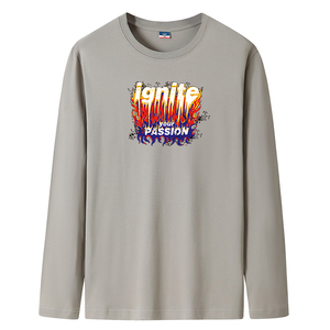 新款韩版潮男纯棉圆领长袖T恤男式大码码号标CT6922-ignite-P18图片