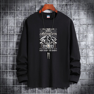 新款韩潮男士纯棉圆领长袖T恤男装大码码号标CT6887-斧头山-P18图片
