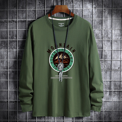 Spring new Korean fashion men's cotton round neck long sleeve T-shirt for men's damashan