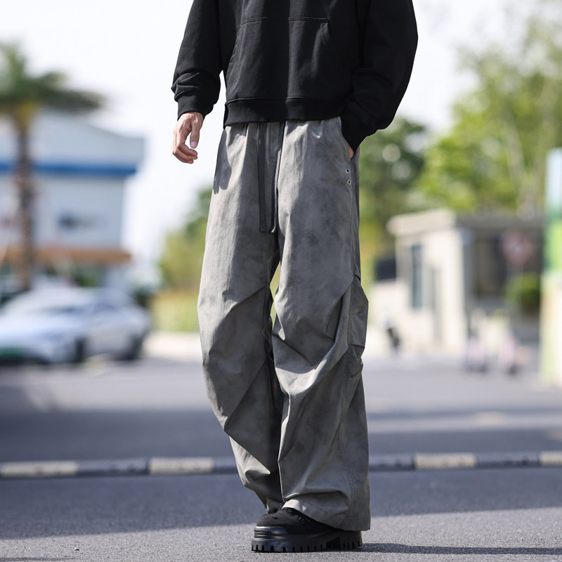 春秋季美式休闲裤男宽松直筒休闲工装潮牌机能户外长裤 K2537P45图片