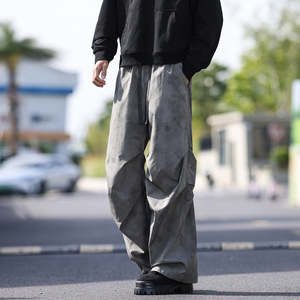 春秋季美式休闲裤男宽松直筒休闲工装潮牌机能户外长裤 K2537P45图片
