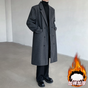 秋冬中长款加绒毛呢大衣男士青年韩版秋冬加厚加绒外套 AJ252P105，男装毛呢大衣，星座1902A（原星座1216）