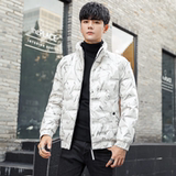 8027羽绒服男士秋冬季帅男士亮面印花立领男装外套YR2027P95，男装羽绒服，星座1410（原1902A）