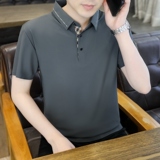 夏季POLO衫冰丝无痕商务休闲精致格薄款简约上衣T恤衫PL2662P42，男装Polo衫，星座1410（原1902A）