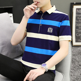 夏季新款男士短袖T恤条纹全棉薄款商务翻领男装polo衫PL8811P35，男装T恤，星座1410（原1902A）