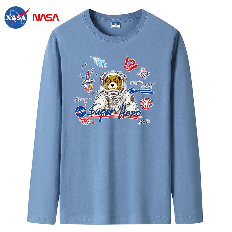 2022NASA新款韩版春秋男士纯棉圆领长袖T恤大码码号标CT6NS01-P18图片