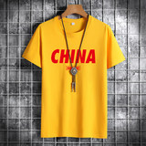 夏季男士短袖t恤潮流潮宽松纯棉T恤2024新DT4010-红字CHINA-P15，男装T恤，星座1410（原1902A）