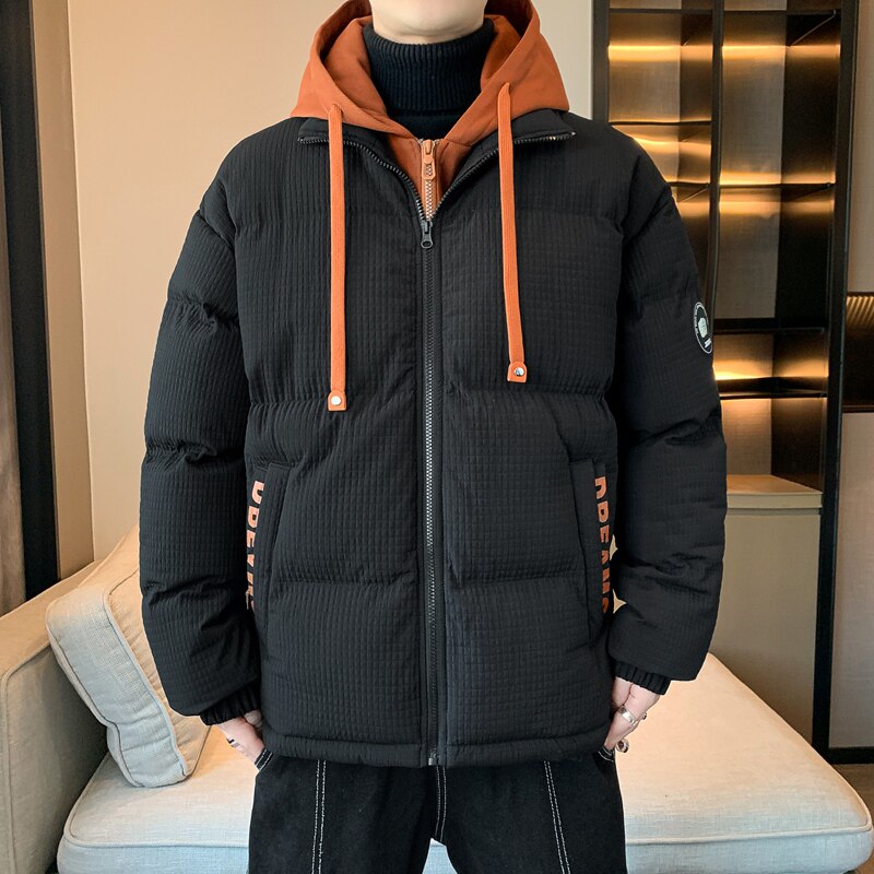 秋冬金砖格假两件连帽棉衣情侣款加厚棉袄男女棉服外套MY778P75,男装棉衣,星座1410（原1902A）