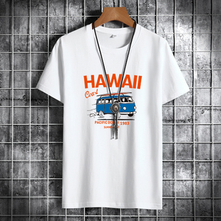 男士 t恤潮流潮牌宽松纯棉T恤2022新DT4101 短袖 夏季 夏威夷车 P15