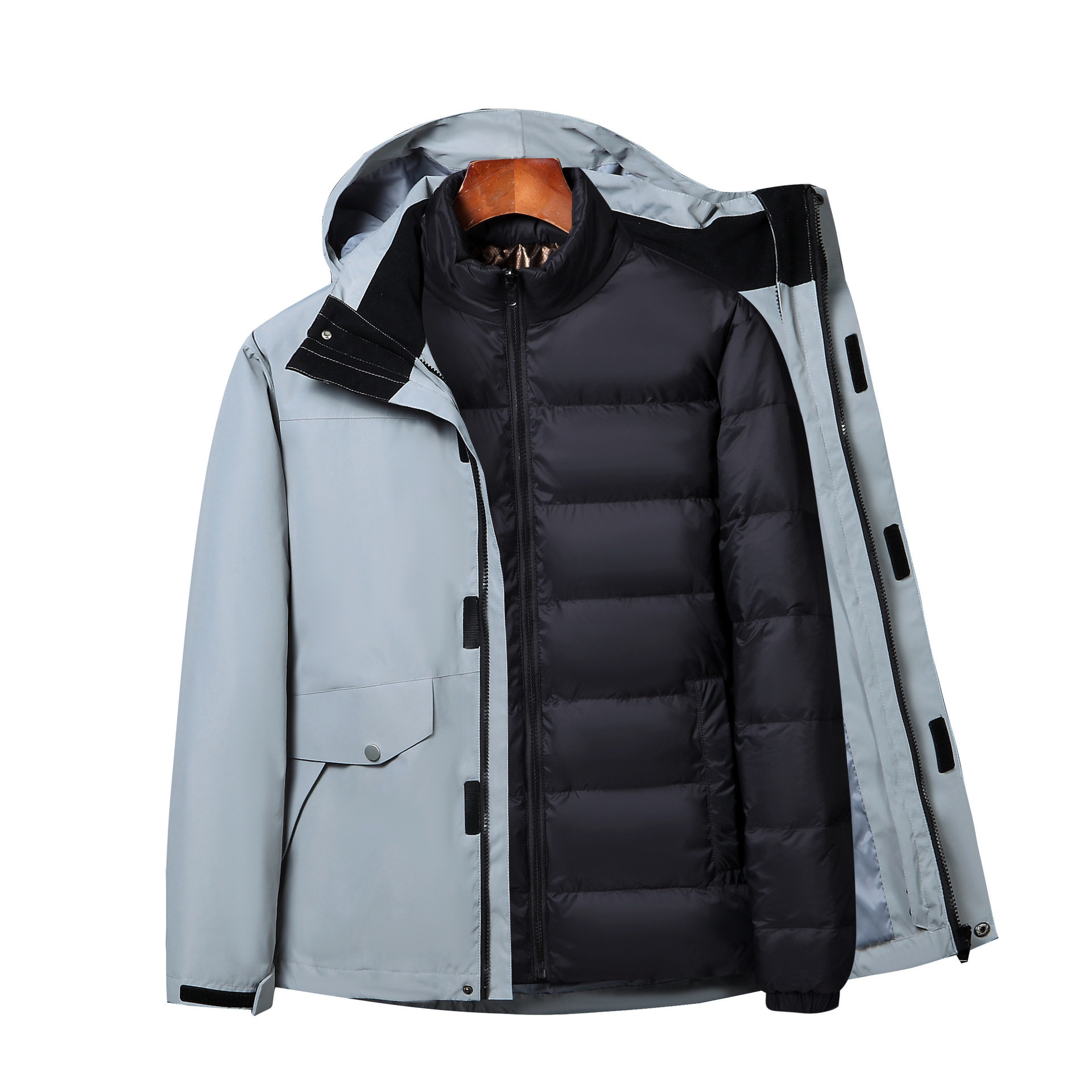 户外冲锋衣三合一90白鹅绒羽绒服拆卸内胆登山滑雪服男YR7506P240图片