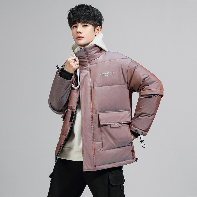 国潮工装羽绒服男冬季2021新款短款立领镭射帅气外套YR2116P100,男装羽绒服,星座1410（原1902A）