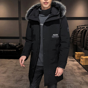 2024冬季羽绒服中长款连帽大毛领男士加厚白鸭绒外套 YR19666P160,男装羽绒服,星座1902A（原星座1216）