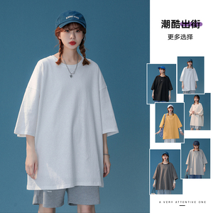 短袖t恤男港风宽松T恤大落肩精梳棉加大码短袖T恤200克 DT8901P16图片