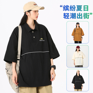 夏季新款机能风运动休闲宽松速干翻领短袖POLO衫情侣款 C05-2P48图片