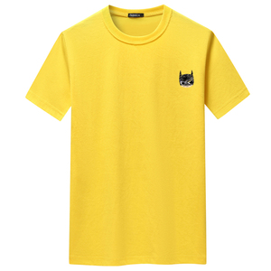 夏季短袖t恤潮流宽松CVC60%棉衣服新款男装DT3725-胸标蝙蝠-P15图片