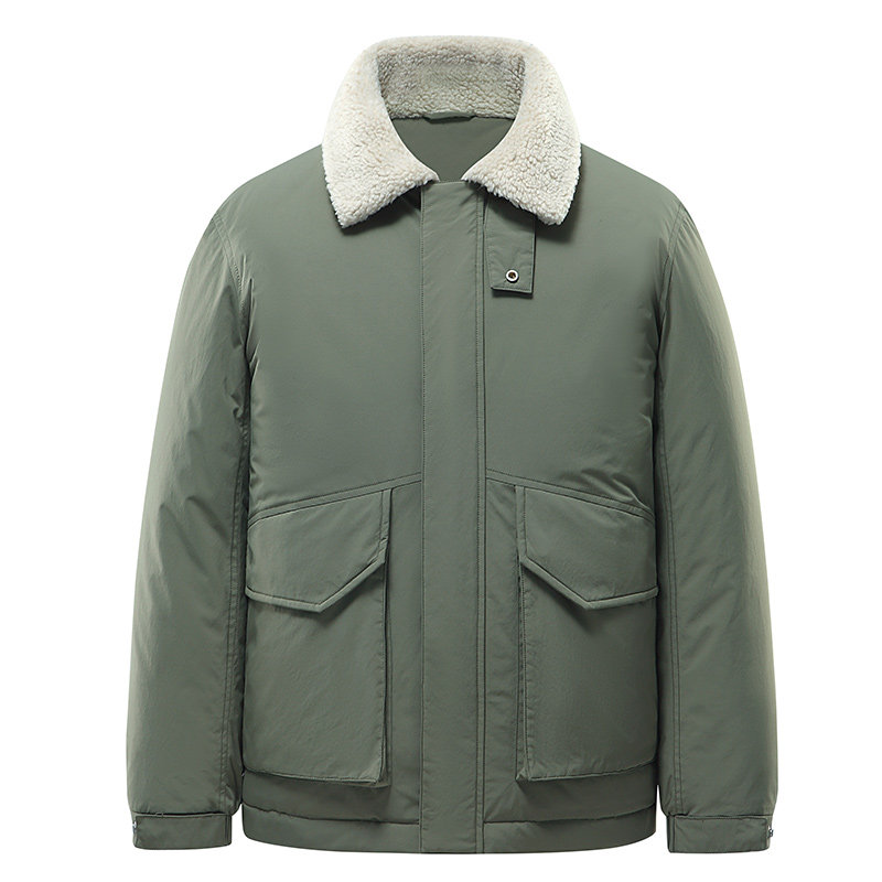 冬羽绒服男短款羊羔绒翻领外套男士白鸭绒保暖防寒上衣YR1308P110，男装羽绒服，星座1410（原1902A）