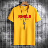 夏季男士短袖t恤潮流潮牌宽松纯棉衣服2021新DT4759-红SMILE-P15，男装T恤，星座1410（原1902A）