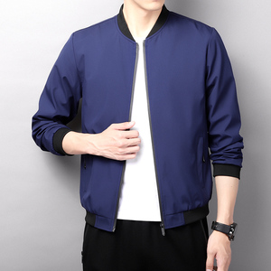 男士休闲夹克春秋季纯色立领外套潮夹克秋装棒球服男装 JK8742P35图片