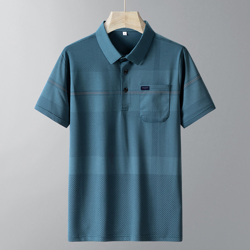 男士POLO衫男短袖冰丝珠地翻领中老年爸爸装翻领t恤PL7702P35，男装Polo衫，星座1410（原1902A）