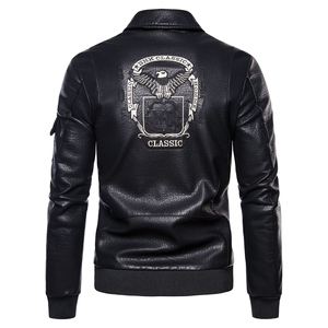 跨境外贸男士外套春秋皮衣飞行夹克男装PU皮机车服皮衣 PY616P106图片