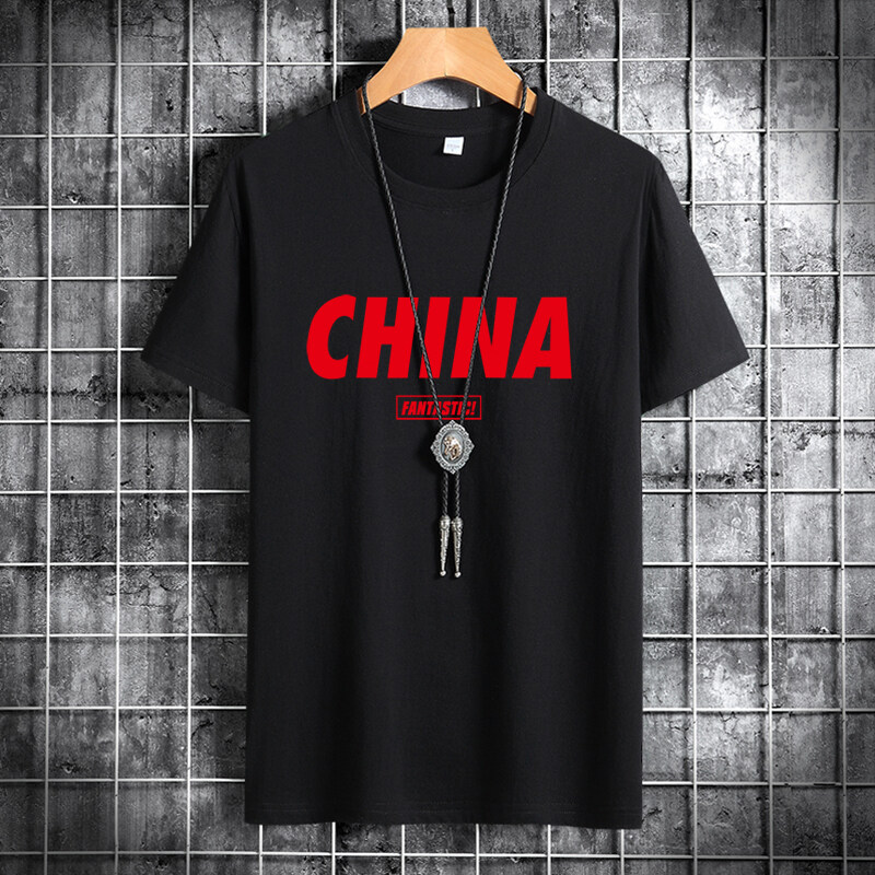 夏季男士短袖t恤潮流潮宽松纯棉T恤2024新DT4010-红字CHINA-P15图片