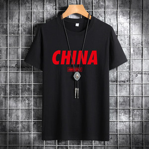 夏季男士短袖t恤潮流潮宽松纯棉T恤2024新DT4010-红字CHINA-P15图片