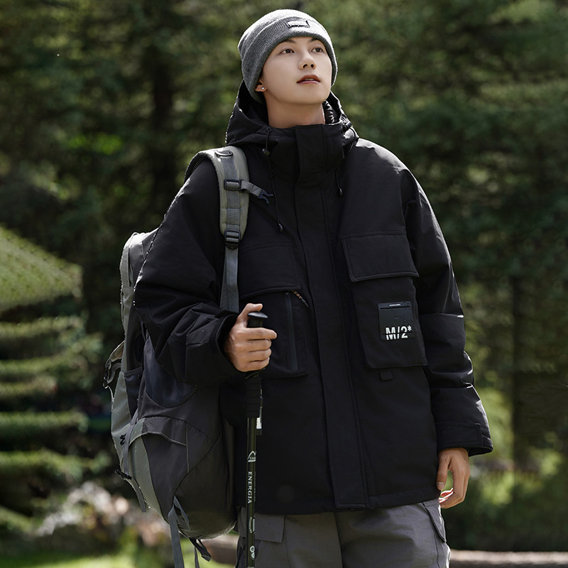 情侣短款90%绒羽绒服户外运动防风登山工装撞色羽绒服YR2328P210,男装羽绒服,星座1410（原1902A）