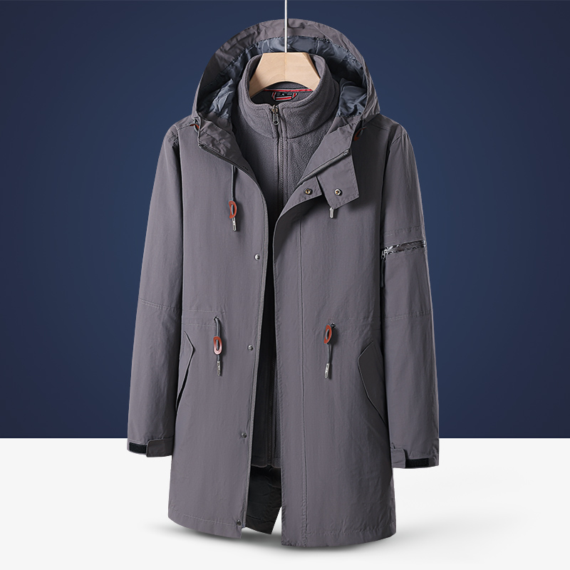 户外情侣露营登山运动保暖新款三合一中长款冲锋衣CF9096P155，男装夹克，星座1410（原1902A）