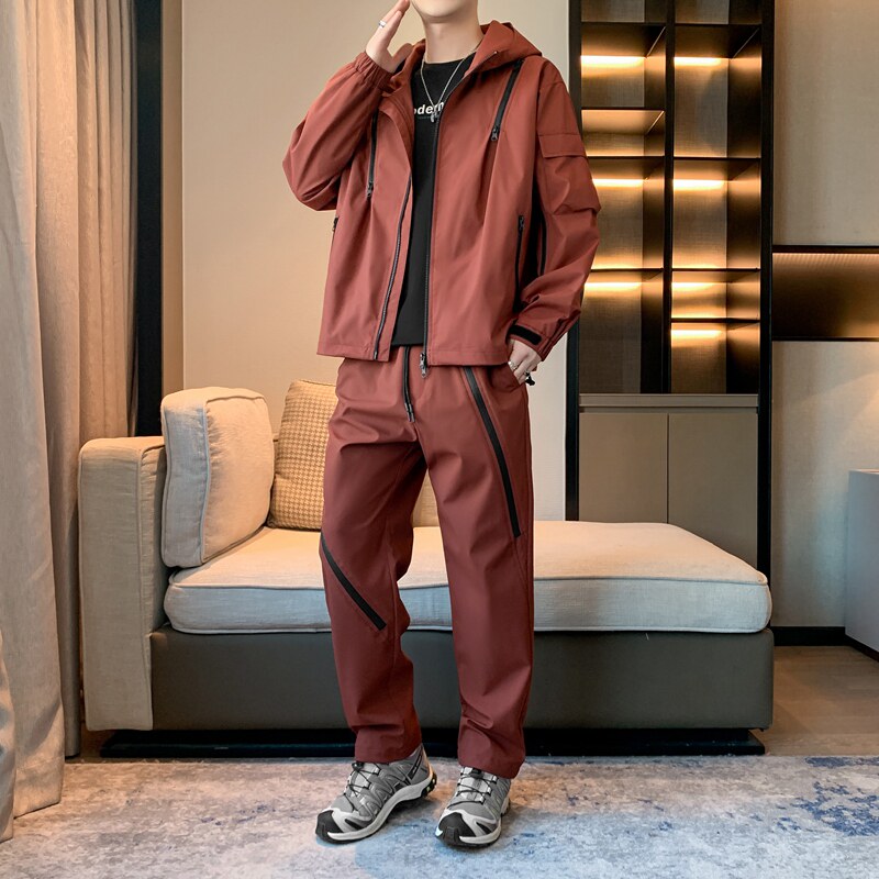 春秋防水雪尼尔套装日系男女同款外套防风防水休闲套装 TZ562P105图片