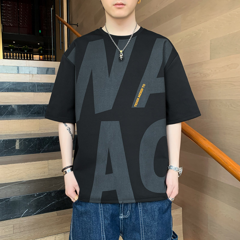 M-8XL大码夏季新款印花潮流男式日系男圆领短袖T恤男装 DT6856P20图片