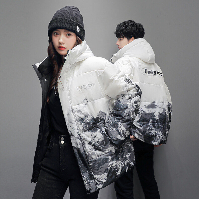 2024新羽绒服男女短款雪山印花冬季加厚白鸭绒情侣外套YR1641P95,男装羽绒服,星座1410（原1902A）