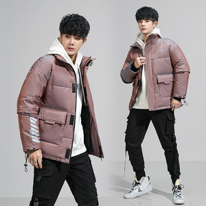 国潮工装羽绒服男冬季2021新款短款立领镭射帅气外套 YR2116P100图片