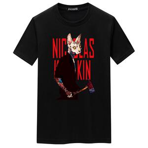 夏季男士短袖t恤青春宽松CVC60%棉新款男装DT3770-斧头猫-P15图片