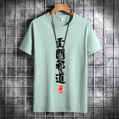 夏季男士短袖恤潮流潮牌寬鬆純棉衣服歪門邪道