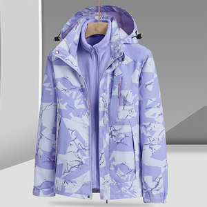 冲锋衣男冬季三合一防水防风外套珊瑚绒加绒女滑雪服CF1818F P105图片