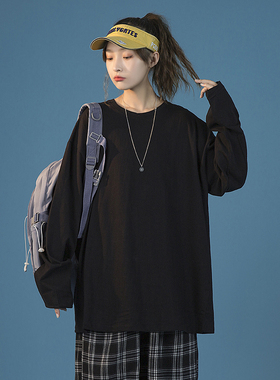 220克纯棉圆领套头长袖T恤男女情侣卫衣打底衫光板压标 CT8888P18