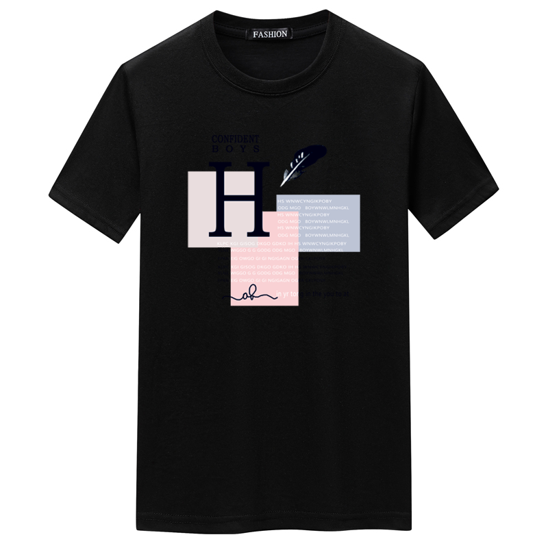 夏季男士短袖t恤潮CVC60%棉宽松衣服新款男装DT3083-H羽毛-P15,男装T恤,星座1410（原1902A）