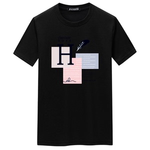 夏季男士短袖t恤潮CVC60%棉宽松衣服新款男装DT3083-H羽毛-P15图片