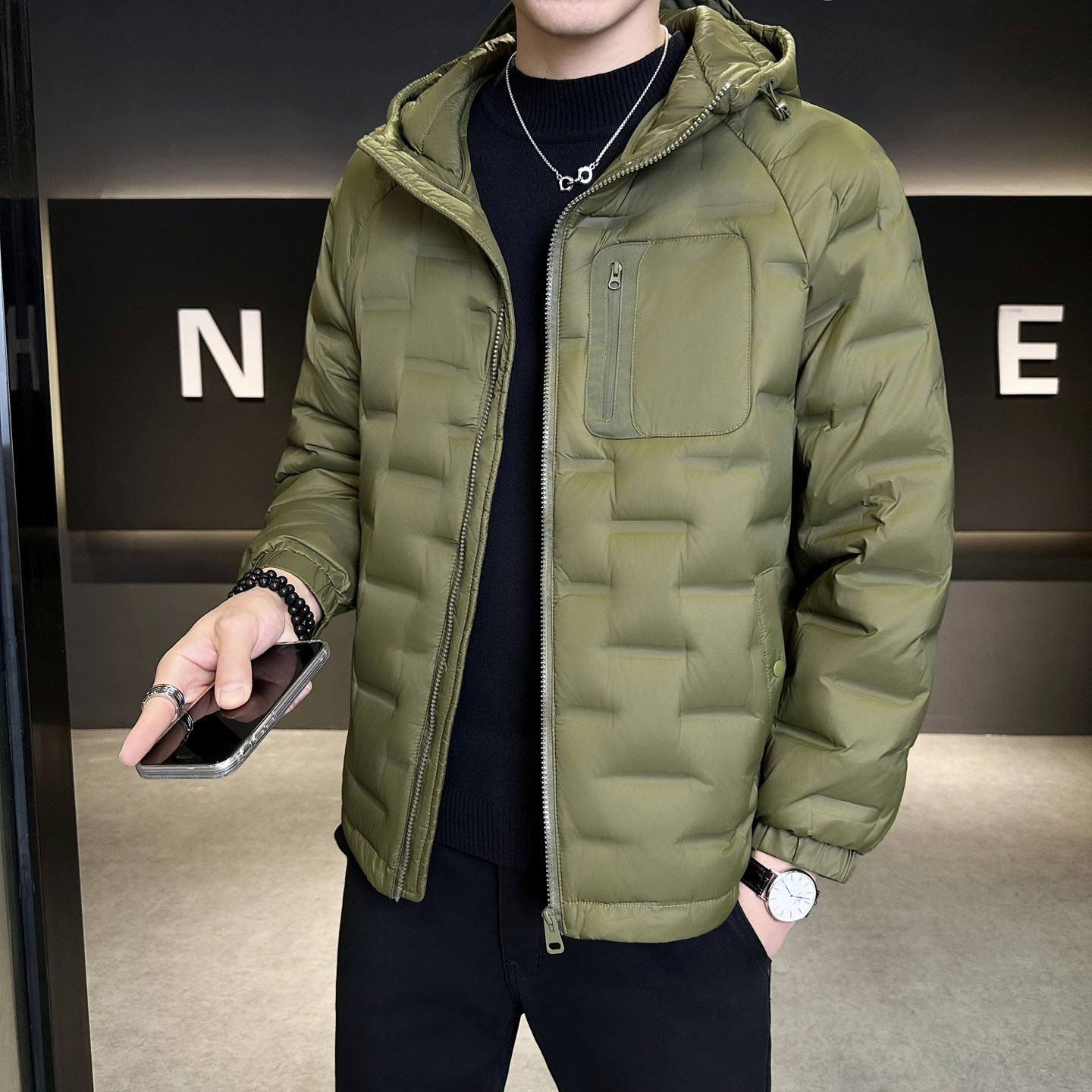 标90绒轻薄款连帽保暖羽绒服男士上衣外套羽绒服YR10761P160,男装羽绒服,星座1410（原1902A）