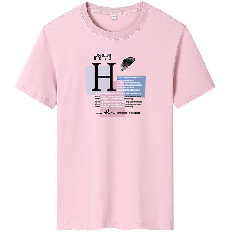夏季男士短袖t恤潮流潮牌宽松纯棉衣服2024新款DT4083-H羽毛-P16,男装棉衣,星座1410（原1902A）