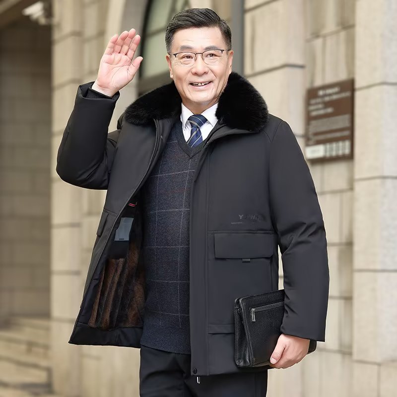 中年男士羽绒棉服中长款爸爸冬装外套棉衣中老年棉袄MY23-2P100,男装棉衣,星座1410（原1902A）