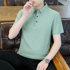 夏季POLO衫冰丝无痕商务休闲精致格薄款简约上衣T恤衫 PL2661P45图片