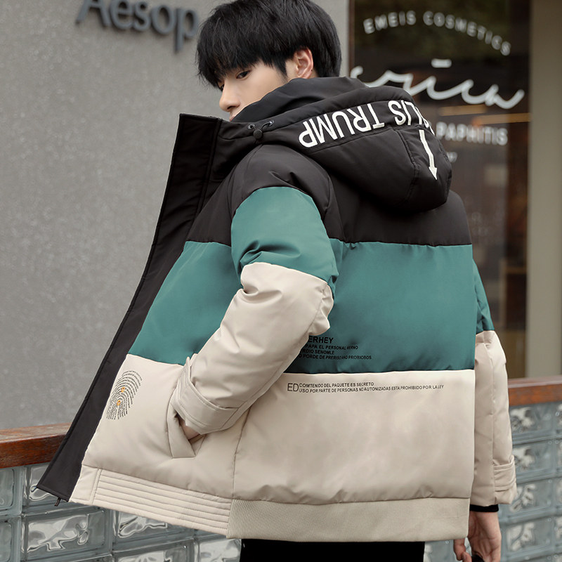 羽绒服男短款2021冬季新款加厚拼接外套宽松冬装YR612-P110,男装羽绒服,星座1410（原1902A）